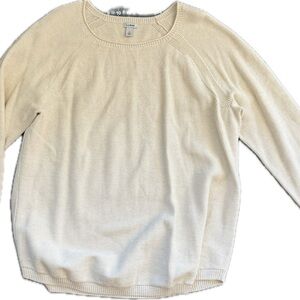 L.L. Bean Women's Off-White Crew Neck Slub Sweater